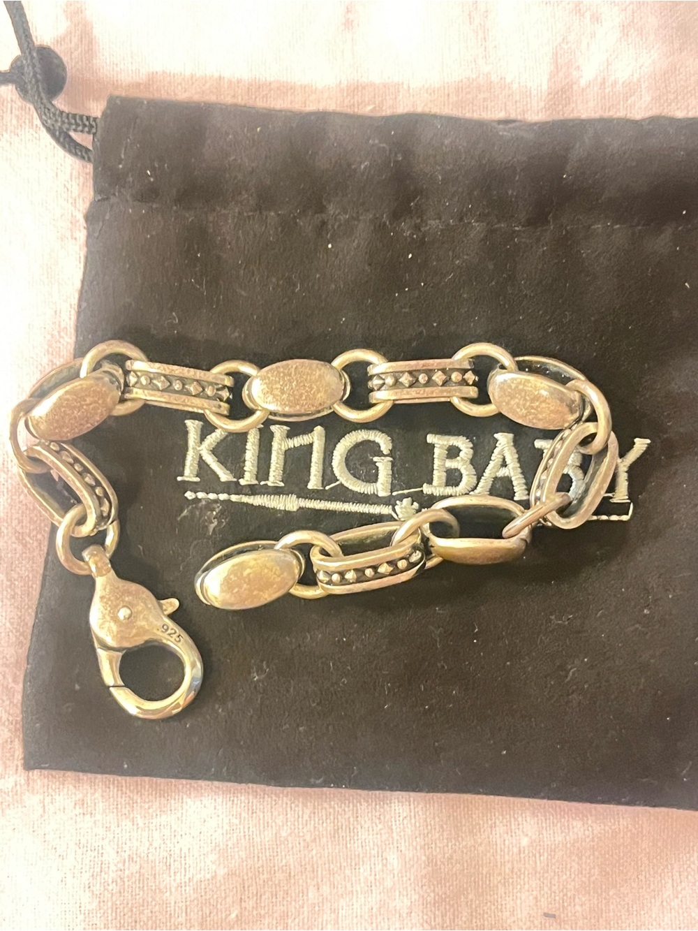 Silver .925 king baby solid Link Bracelet for men. Beautiful